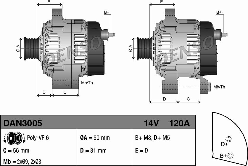 Denso DAN3005 - Kintamosios srovės generatorius onlydrive.pro