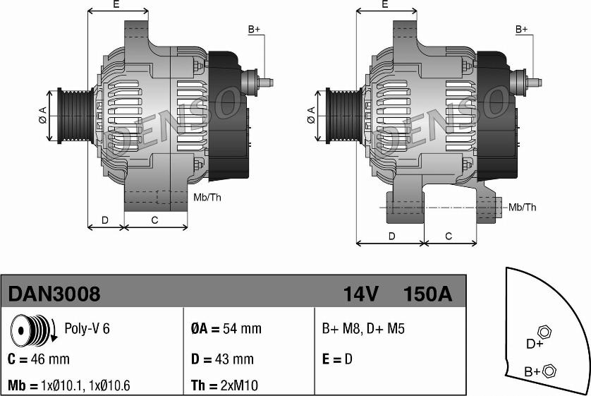 Denso DAN3008 - Alternator onlydrive.pro