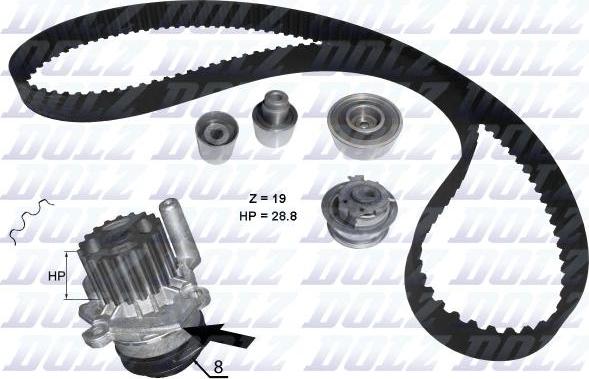 DOLZ KD100 - Water Pump & Timing Belt Set onlydrive.pro