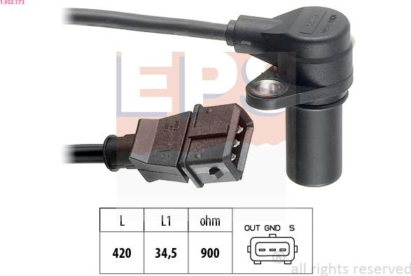 EPS 1.953.173 - Sensor, crankshaft pulse onlydrive.pro