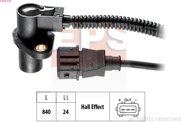 EPS 1.953.314 - Sensor, crankshaft pulse onlydrive.pro