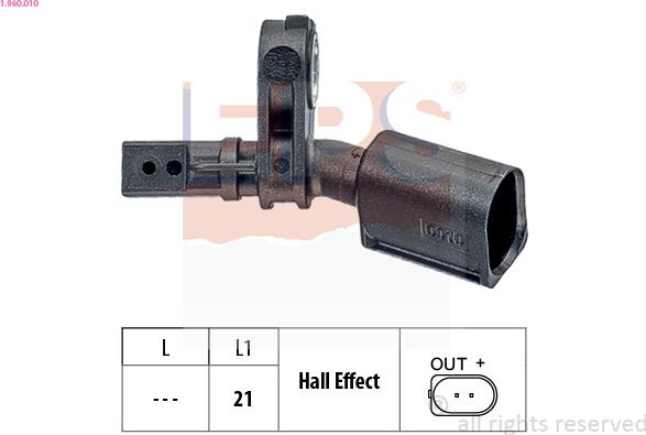 EPS 1.960.010 - Sensor, wheel speed onlydrive.pro