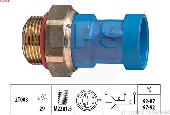 EPS 1.850.643 - Temperature Switch, radiator / air conditioner fan onlydrive.pro