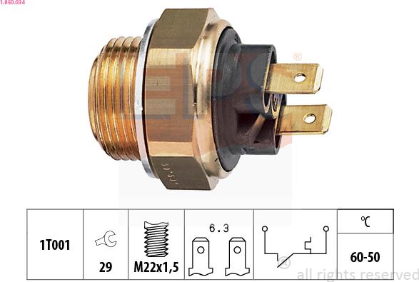 EPS 1.850.034 - Temperature Switch, radiator / air conditioner fan onlydrive.pro