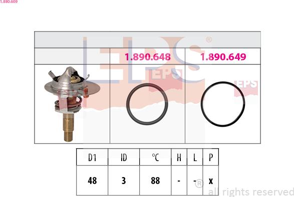 EPS 1.880.609 - Termostaatti, jäähdytysneste onlydrive.pro