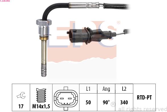 EPS 1.220.092 - Sensor, exhaust gas temperature onlydrive.pro