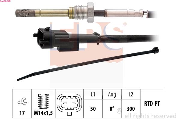 EPS 1.220.228 - Sensor, exhaust gas temperature onlydrive.pro