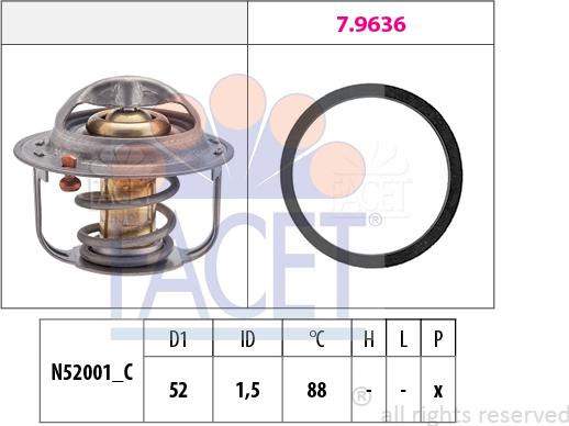 FACET 7.8554 - Termostats, Dzesēšanas šķidrums onlydrive.pro