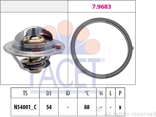 FACET 7.7997 - Termostatas, aušinimo skystis onlydrive.pro