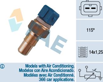 FAE 34110 - Датчик, температура охлаждающей жидкости onlydrive.pro