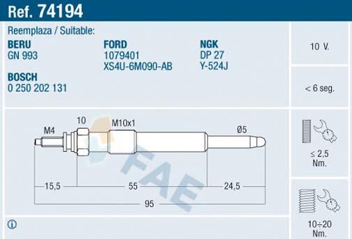 FAE 74194 - Glow Plug onlydrive.pro