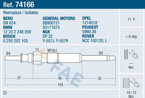 FAE 74166 - Glow Plug onlydrive.pro