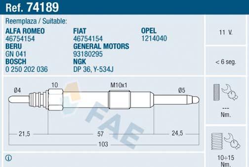 FAE 74189 - Свеча накаливания onlydrive.pro