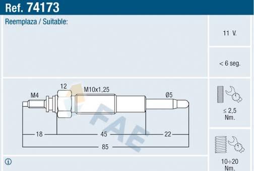 FAE 74173 - Glow Plug onlydrive.pro