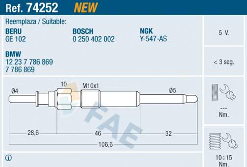 FAE 74252 - Glow Plug onlydrive.pro