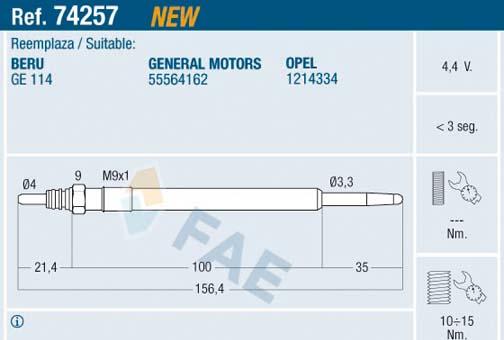 FAE 74257 - Glow Plug onlydrive.pro