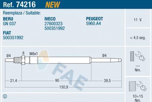 FAE 74216 - Glow Plug onlydrive.pro