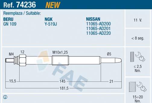 FAE 74236 - Glow Plug onlydrive.pro