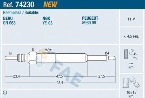 FAE 74230 - Glow Plug onlydrive.pro