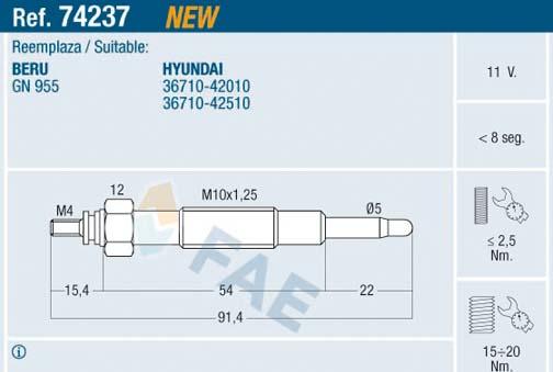 FAE 74237 - Glow Plug onlydrive.pro