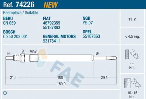 FAE 74226 - Glow Plug onlydrive.pro