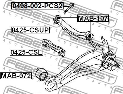 Febest 0498-002-PCS2 - Kinnituspoldid, õõtshoob onlydrive.pro