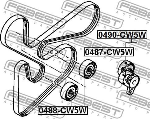 Febest 0487-CW5W - Pulley, v-ribbed belt onlydrive.pro