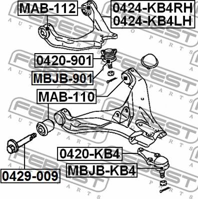 Febest MAB-112 - Valdymo svirties / išilginių svirčių įvorė onlydrive.pro