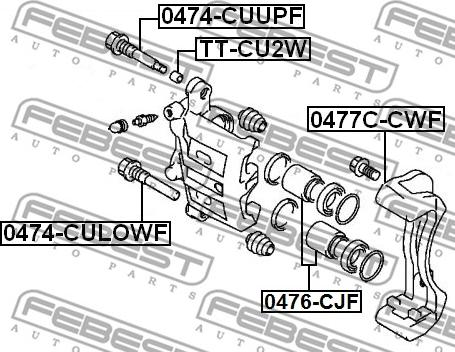 Febest 0474-CUUPF - Ohjaustappi, jarrusatula onlydrive.pro