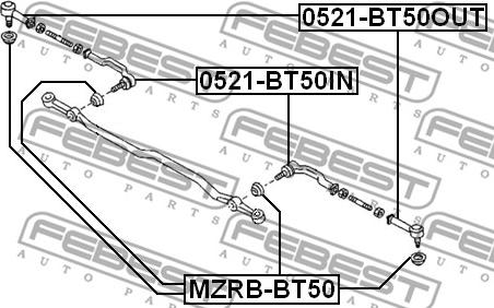 Febest 0521-BT50OUT - Skersinės vairo trauklės galas onlydrive.pro