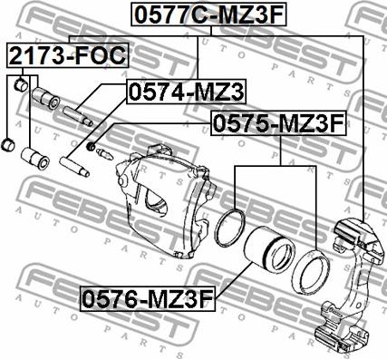Febest 2173-FOC - Bellow, brake caliper guide onlydrive.pro