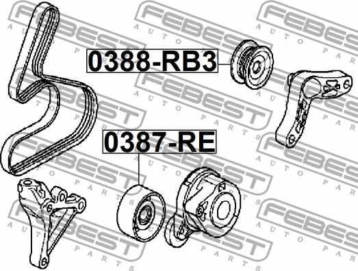 Febest 0387-RE - Kreipiantysis skriemulys, V formos rumbuotas diržas onlydrive.pro