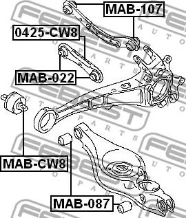 Febest MAB-022 - Valdymo svirties / išilginių svirčių įvorė onlydrive.pro