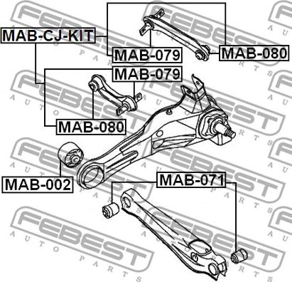 Febest MAB-079 - Valdymo svirties / išilginių svirčių įvorė onlydrive.pro