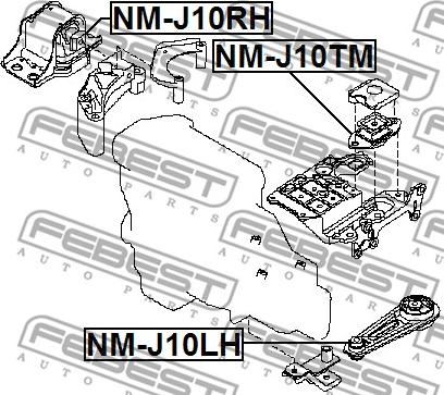 Febest NM-J10RH - Moottorin tuki onlydrive.pro