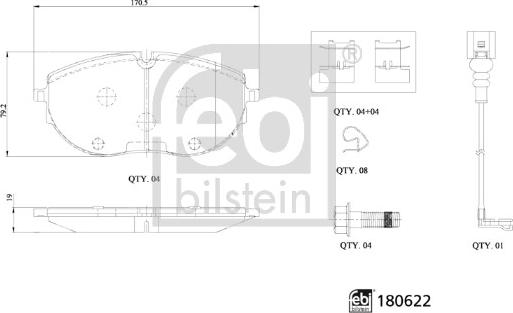 Febi Bilstein 180622 - Piduriklotsi komplekt,ketaspidur onlydrive.pro