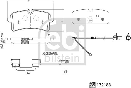 Febi Bilstein 172183 - Piduriklotsi komplekt,ketaspidur onlydrive.pro