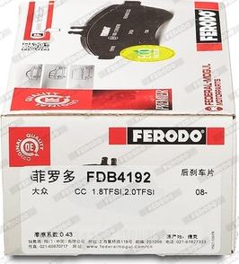 Ferodo FDB4192 - Тормозные колодки, дисковые, комплект onlydrive.pro