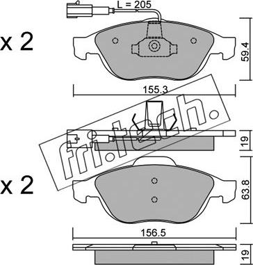 Fri.Tech. 229.0 - Тормозные колодки, дисковые, комплект onlydrive.pro