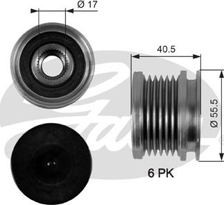 Gates OAP7040 - Pulley, alternator, freewheel clutch onlydrive.pro