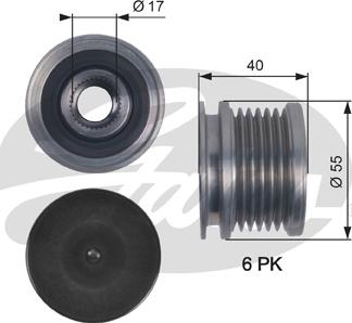 Gates OAP7114 - Pulley, alternator, freewheel clutch onlydrive.pro