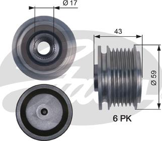 Gates OAP7112 - Hihnapyörä, laturi onlydrive.pro