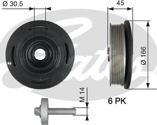 Gates TVD1041A - Belt Pulley, crankshaft onlydrive.pro