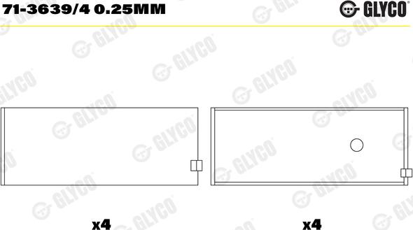 Glyco 71-3639/4 0.25mm - Klaņa gultnis onlydrive.pro