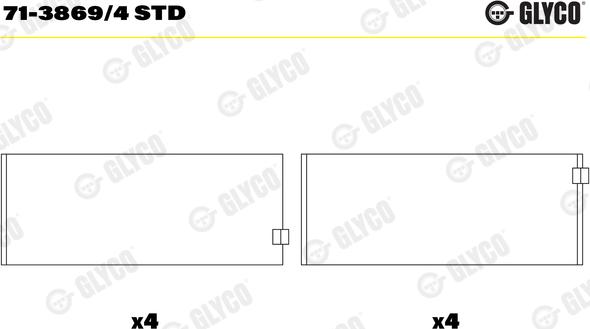 Glyco 71-3869/4 STD - Big End Bearings onlydrive.pro