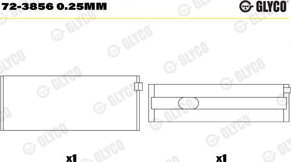 Glyco 72-3856 0.25mm - Подшипник коленвала onlydrive.pro