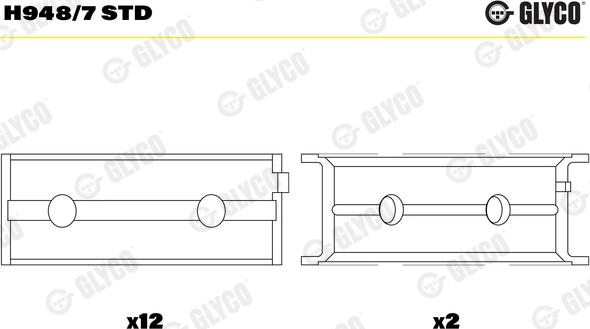 Glyco H948/7 STD - Main Bearings, crankshaft onlydrive.pro