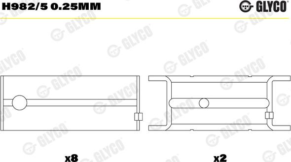 Glyco H982/5 0.25mm - Main Bearings, crankshaft onlydrive.pro