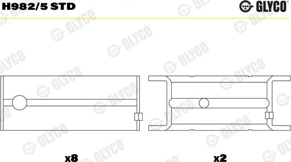 Glyco H982/5 STD - Main Bearings, crankshaft onlydrive.pro