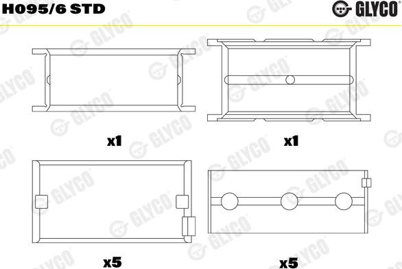 Glyco H095/6 STD - Main Bearings, crankshaft onlydrive.pro